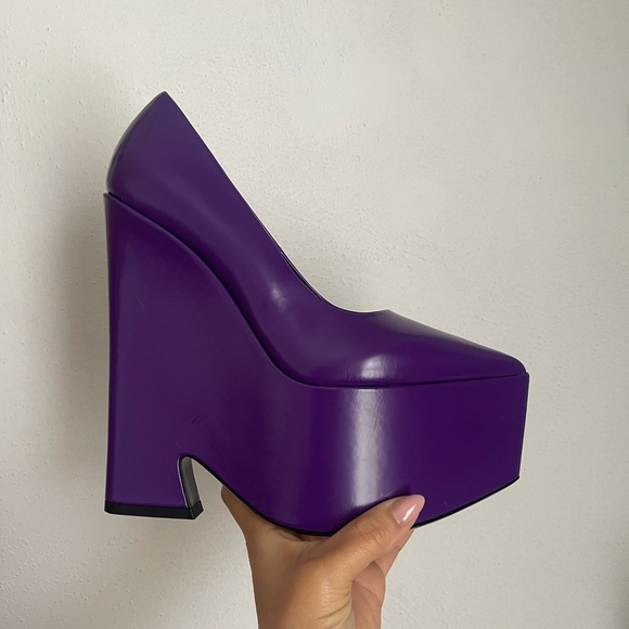 VERSACE Women's Purple Platform Heels - Picture 8 of 12